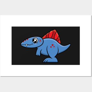 Spinosaurus Dinosaur (Blue and Red) Posters and Art